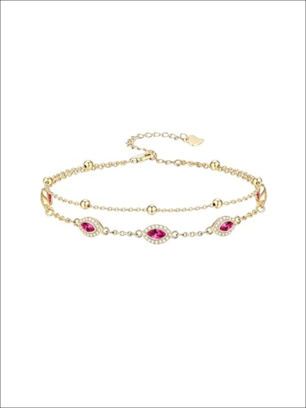 18K Gold Plated Link Birthstone Bracelet with Extender Chain